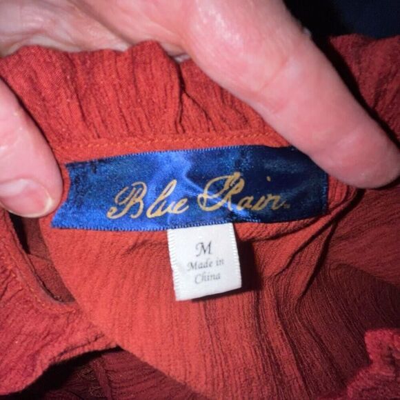 Blue Rain tiered burnt orange dress medium - Picture 3 of 5